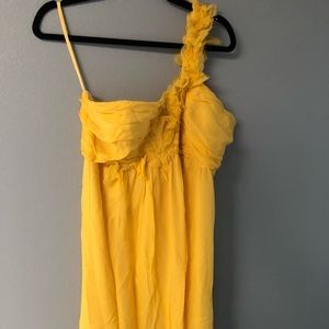 Carol Hannah Canary Yellow silk one shoulder dress